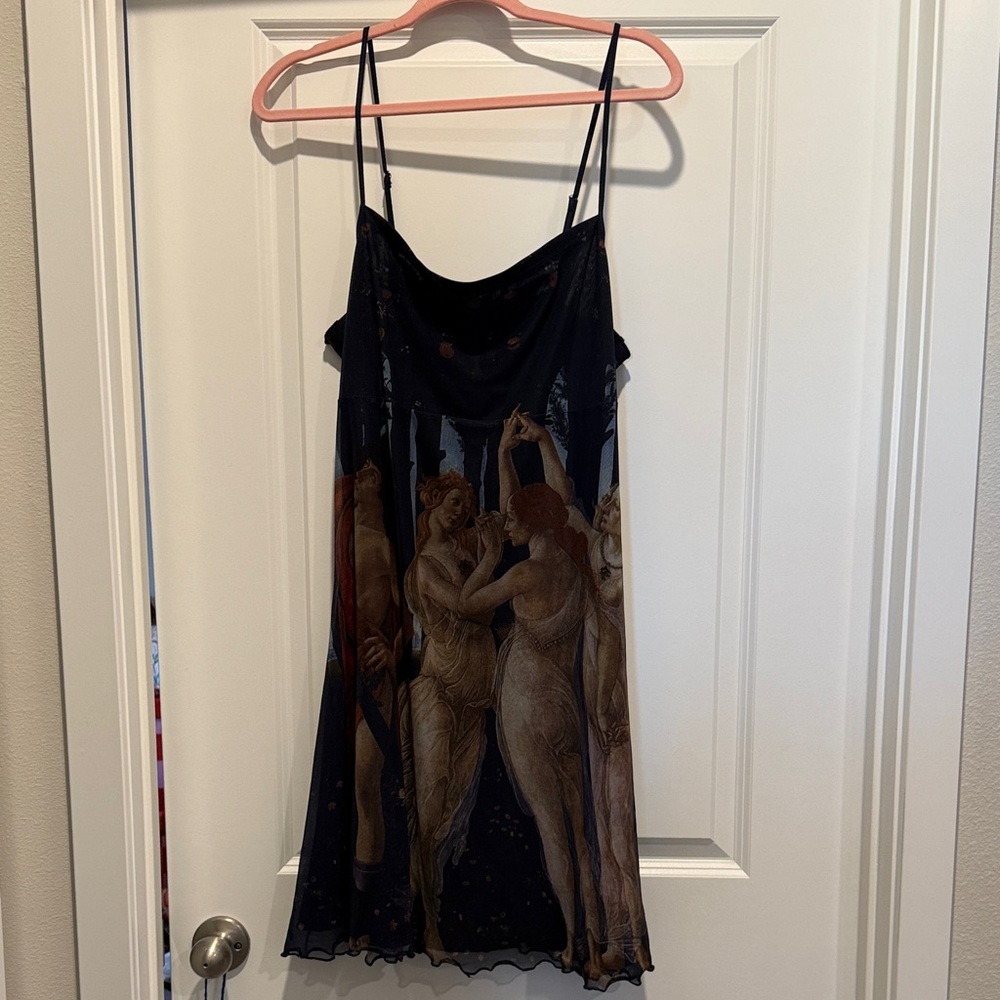 Cider Black Sheer Slip Dress with Classical Print
